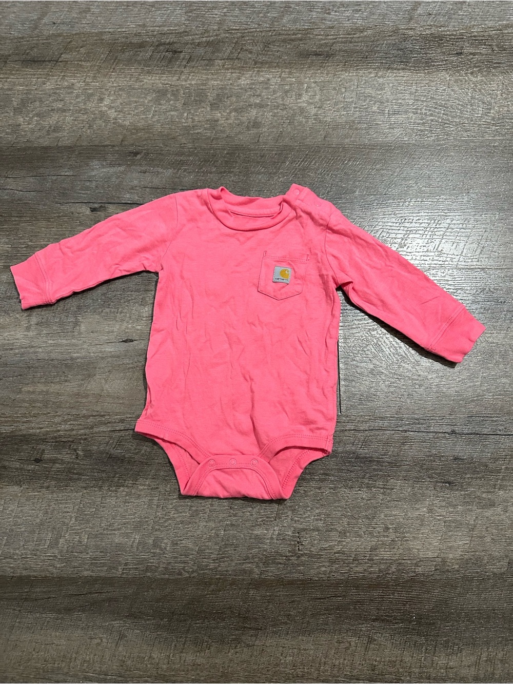 Carhartt Coral Pink Long-Sleeve Baby One-Piece Bodysuit